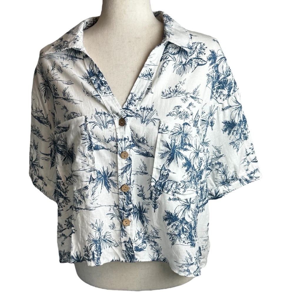 C&C California Linen Blend Button Down Shirt Larg… - image 7